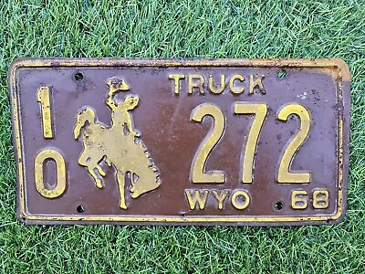 Vtg 1968 Wyoming Truck License Plate Tag Fremont County Lander Horse Cowboy Farm • $19.95