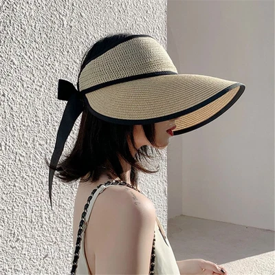 £9.02 • Buy Uv Protection Empty Top Wide Brim Sun Visors Straw Hat Beach Cap Sun Hat