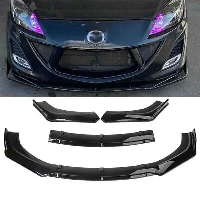 Fits For Mazda 3 Front Bumper Lip Chin Spoiler Splitter Body Set Glossy Black • $55.95