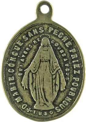 MIRACULOUS MEDAL Bronze Cast From 19th Century Antique French Original • $14