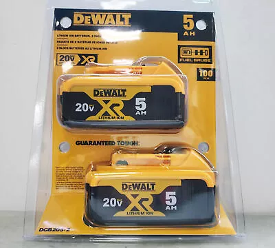 2PCS DEWALT DCB205 20V Max XR 5.0Ah Li-ion Power Tool Battery Original Genuine S • $77