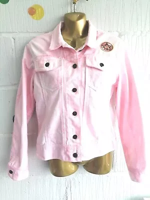 💞Sailor Moon Size S Vintage 90s Retro Rare Light Pink Acid Wash Denim Jacket • £22.50