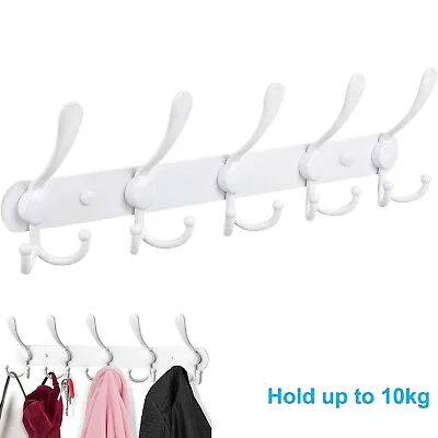 Coat Rack Wall Mount 5 Tri Hooks Heavy Duty Coat Hangers For Bathroom Mudroom • $24.99