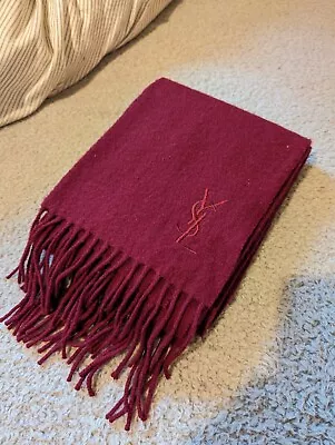 Yves Saint Laurent Cashmere Blend Scarf Burgundy Red • £132