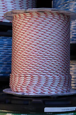 New England STA-SET Halyard Sheet Line Dacron Sail Rope 3/16  X 100' White/Red • $63