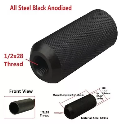 All Steel Muzzle Brake Tube 1/2x28 1/2-28 TPI Threaded Fits .22 223 & 9mm Black • $16.99