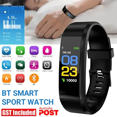 Bluetooth Smart Bracelet Heart Rate Monitor Watch Pedometer Tracker Sports • $10.87