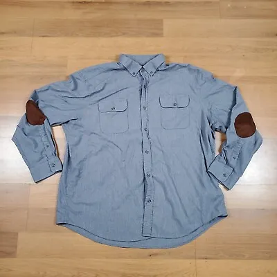 Vineyard Vines Whale Button Down XXL Gray Shirt Brown Patch Long Sleeve • $24