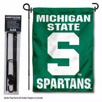 Michigan State University Spartans Block S Garden Flag And Stand Pole Kit • $32.95