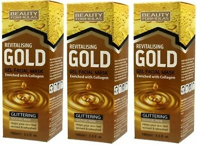 Beauty Formulas Revitalising Gold Gel Facial Mask Enriched - X3 Pack Set • £8.99