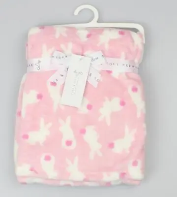 New Baby Girls Blanket Plush Fleece Wrap ~ Bunny Rabbit ~ Pure & Soft ~ Pink~abg • £8.95