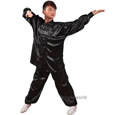 8 Colors Silk Tai Chi Uniforms Wushu Martial Arts Kung Fu Wing Chun Suit • $19.99