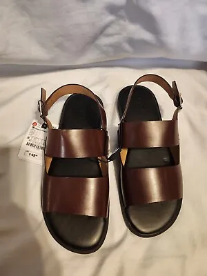 Mens Zara Brown Strap Leather Size US 6 Eur 39 Sandals • $29.97