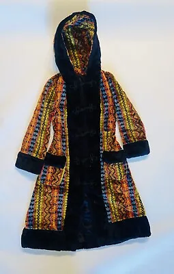 Union Made Vintage 60S HOODED TAPESTRY STRIPE COAT Womens Size XSmall-SMALL? • $289.99