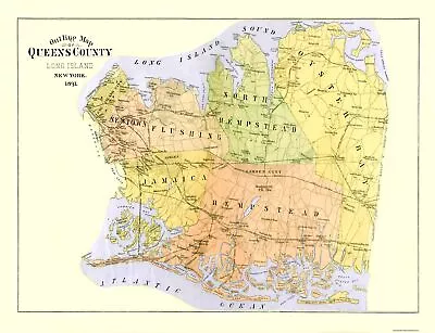 Queens County New York - Burr 1891 - 30 X 23 • £91.64