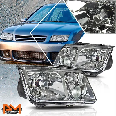 For 99-05 VW Jetta MK4 Chrome Housing Euro-Spec E-Code Style Headlamp W/Fog Lamp • $86.89