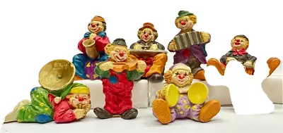 Hobo Circus Clown Band J.C '93 Vintage Set Of 7 Miniature Ceramic Figurine • $19.99