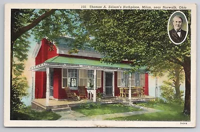 1930-45 Postcard Thomas A Edison's Birthplace Milan Near Norwalk Ohio OH • $4.75