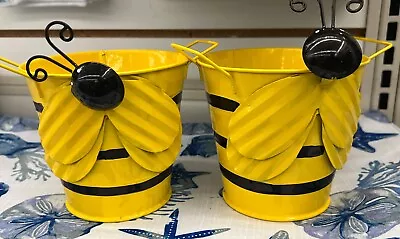 Bee Themed Small Bucket 4.5” X 5” New In Wrapping! 2- Basket • $19.99