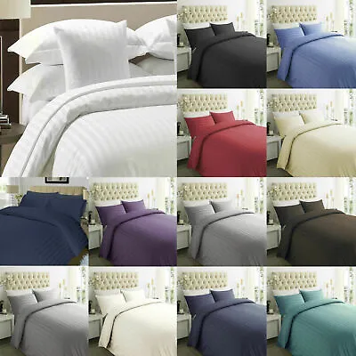 Duvet Cover & Pillow Case 100% Egyptian Cotton Stripe 400TC Bedding Set All Size • £18.95