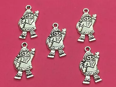 Tibetan Silver Father Christmas/Santa Charms -  5 Per Pack  • £1.25