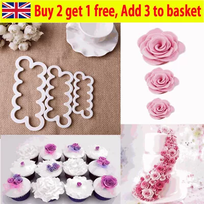 3D Rose Petal Flower Cake Cutter Fondant Icing Tool Decorating Mould Sugarcraft- • £3.60