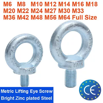 Metric M6 M8 M10 M12 M16 ~ M64 Steel Metric Lifting Eye Screw External Thread CE • £15.06