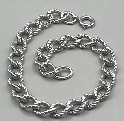 VTG Sterling Silver Twisted Chain Starter Charm Bracelet 7   #6 • $16