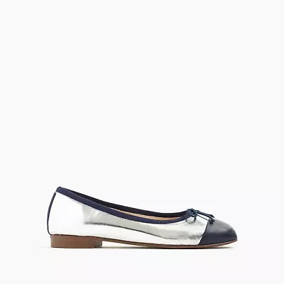 J. Crew Girls' Metallic Cap-toe Ballet Flats Sz 3K • $55