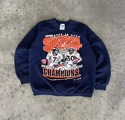 Vintage Terrell Davis John Elway Denver Broncos Sweatshirt XL 90s NFL Football • $39.99