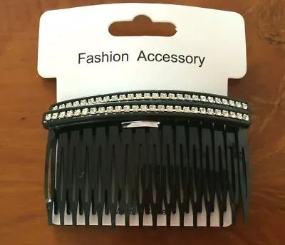 Pack 2 Hair Side COMBS.Black With Diamante. Weddings Proms Races Parties • £3.25