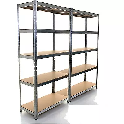 2 X 1.8m Tall Silver 5 Tier Heavy Duty Galvanised Boltess Metal Shelving Unit • £250