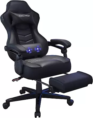 Racing Gaming Chair For Adults With Footrest And Massage Lumbar Pillow Swivel H • £175.50