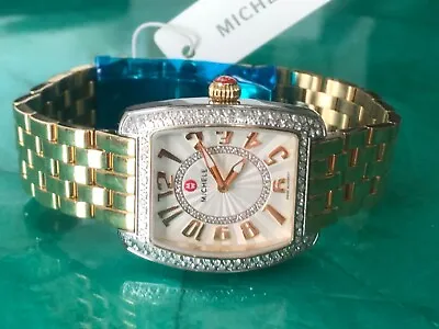 Michele Mini Urban 2 Tone Diamond Watch On 18k Gold Plated Bracelet - $2695 • $1047.20