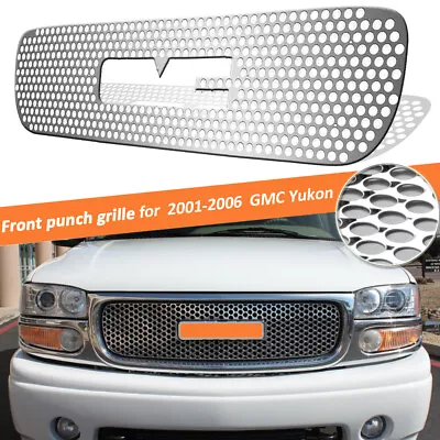$75.99 • Buy Fits 1999-2002 GMC Sierra 1500/2500/01-06 GMC Yukon Chrome Punch Grille Grill  