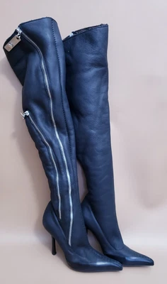 $690 • Buy Giuseppe Zanotti Tall Shearling Fur Zipper Black Boots 37.5