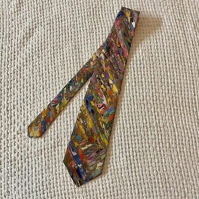 VTG 60s 70s Psychedelic Paint Swirl Necktie Striped Effect Mr. John Rare Pattern • $42.50