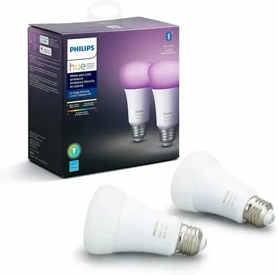 Philips Hue 548610 CFH Smart Light A19 Bulbs - 60W Multicolor Pack Of 2 • $59.99