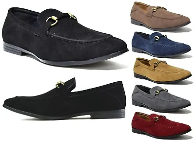 Mens Slip On Gold Buckle Shoes Boat Deck Loafers Moccasins Party Uk Sizes 6-12 • £17.99
