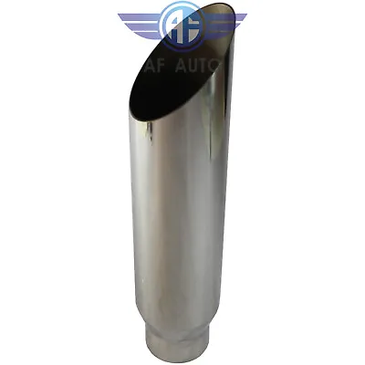 18 Inch Long 3 Inlet 4 Outlet Rolled End Angle Cut Truck Exhaust Tip Tail Pipe • $82.99