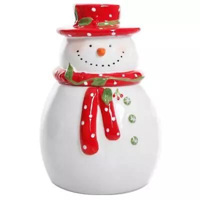 Gibson Home Snowman Cookie Jar Christmas Stoneware Holiday Decor Gift • $26.55