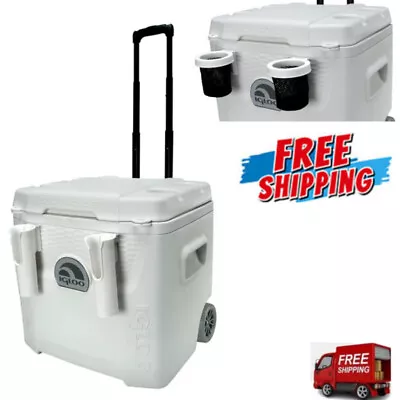 52Qt 5-Day Marine Hard Ice Chest Cooler Outdoor Camping Storage Coolers W/Wheels • $66.32