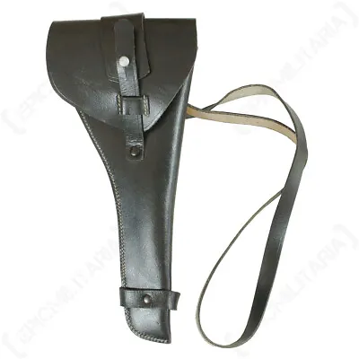 WW1 WW2 German P08 Artillery Luger Holster Black Leather - Military Reproduction • £37.95