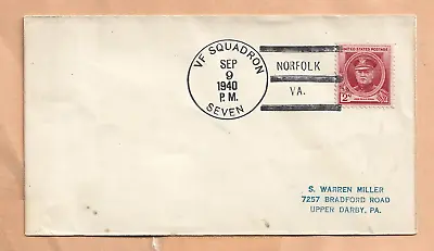 Vf Squadron Seven Sep 91940 Norfolk Va  Naval Cover • $4.50