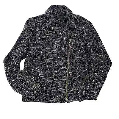 J. Crew Boucle Moto Black Marled Jacket Blazer Sz10 08488 • $40