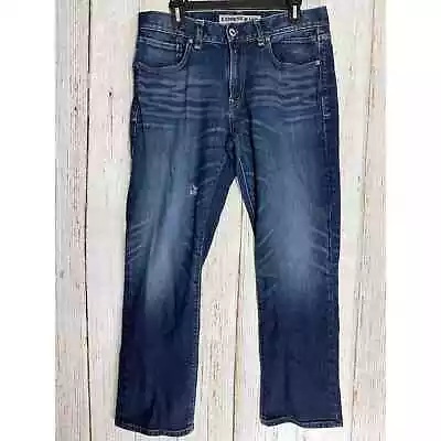 Express Men Jeans Size 33 Dark Blue Kingston Classic Fit Straight Leg FLAW • $6.75