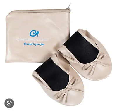 Cinderollies Foldable Ballet Slippers Ivory Sz 10-11 Travel Bridal Comfort-New • $9.99