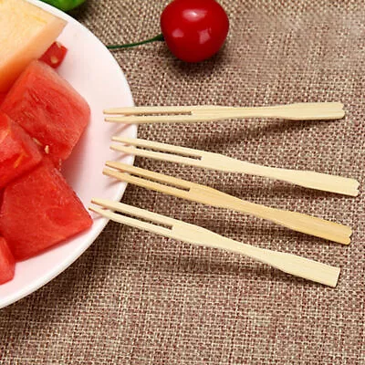 Sets Of 100  Bamboo Cocktail Sticks Olive Picks Forks Wedding Party • £4.75