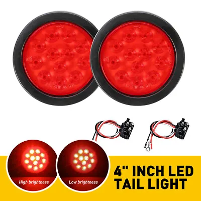 2X 4 Inch Round LED Truck Trailer Stop Turn Tail Brake Lights Waterproof 24-LED • $20.99