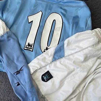2003/2004 Manchester City Home Match Worn Football Shirt Kit # 10 Sibierski • £51.49